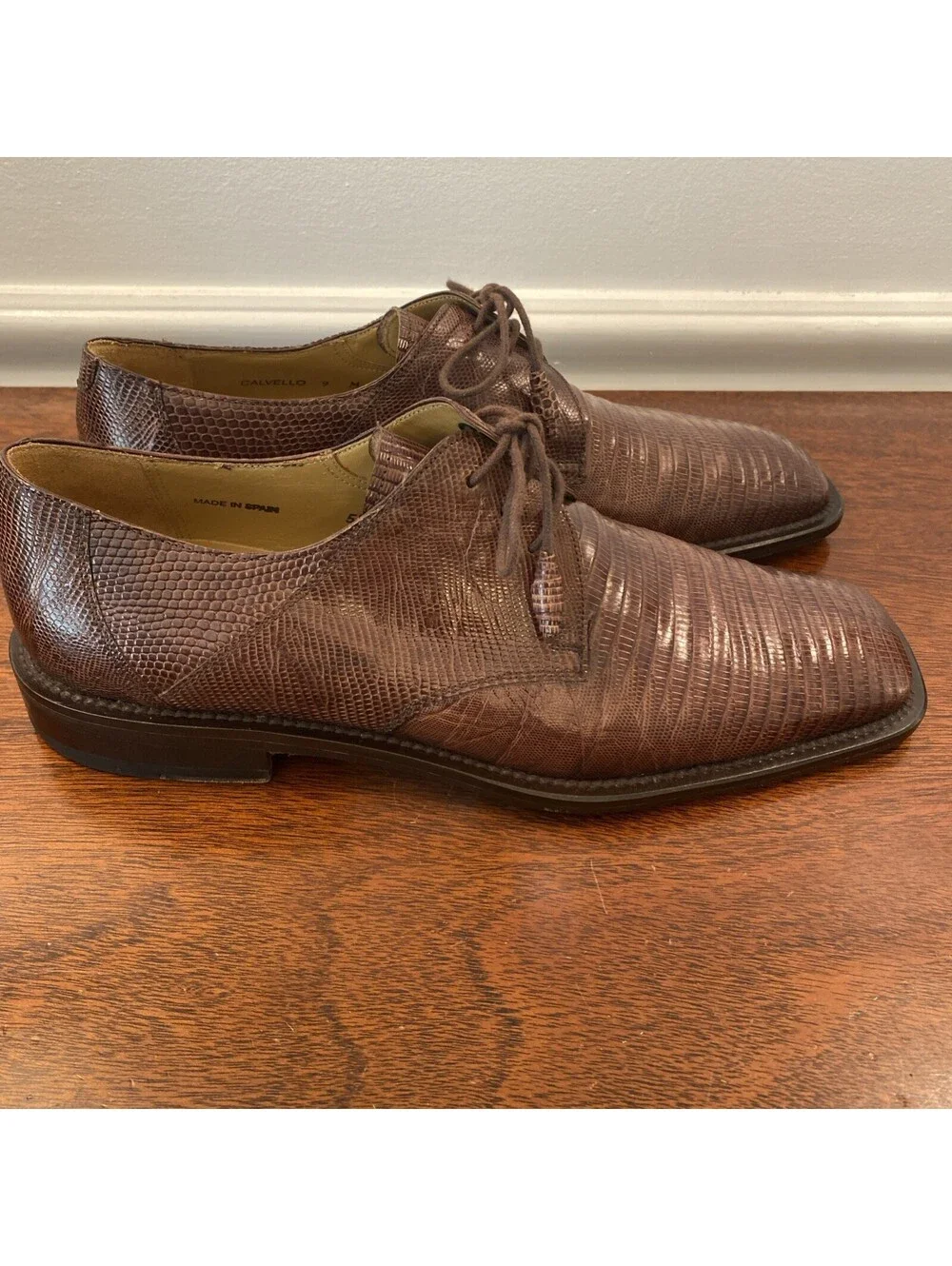 Mezlan Genuine Lizard Luxury Platinum Calvello Brown Men’s Size 9M Made In Spain